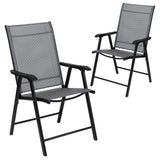 English Elm Commercial Grade Outdoor Folding Patio Sling Chair with Frame (2 Pack)