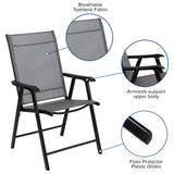 English Elm Commercial Grade Outdoor Folding Patio Sling Chair with Frame (2 Pack)