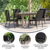 English Elm - Set of 2 Stackable Indoor/Outdoor Wicker Dining Chairs with Arms - Fade & Weather-Resistant Steel Frames -