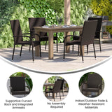 English Elm - Set of 2 Stackable Indoor/Outdoor Wicker Dining Chairs with Arms - Fade & Weather-Resistant Steel Frames -