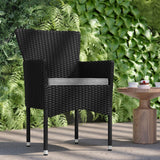 English Elm Modern Wicker Patio Armchairs for Deck or Backyard, Fade and Weather-Resistant Frames and Gray Cushions- - Set of 2