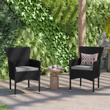 Modern Wicker Patio Armchairs for Deck or Backyard, Fade and Weather-Resistant Frames and Gray Cushions- - Set of 2