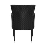 English Elm Modern Wicker Patio Armchairs for Deck or Backyard, Fade and Weather-Resistant Frames and Gray Cushions- - Set of 2