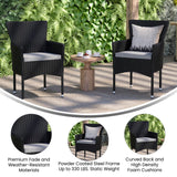 English Elm Modern Wicker Patio Armchairs for Deck or Backyard, Fade and Weather-Resistant Frames and Gray Cushions- - Set of 2