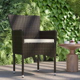 English Elm Modern Espresso Wicker Patio Armchairs for Deck or Backyard, Fade and Weather-Resistant Frames and Cream Cushions- - Set of 2