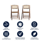 English Elm Commercial Grade Folding Chairs |  - Set of 2 Wood Folding Chairs