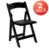 English Elm Commercial Grade 2 Pack Series Wood Folding Chair with Vinyl Padded Seat