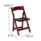 English Elm Commercial Grade 2 Pack Series Wood Folding Chair with Vinyl Padded Seat