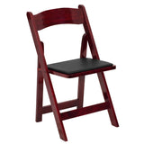 English Elm Commercial Grade 2 Pack Series Wood Folding Chair with Vinyl Padded Seat