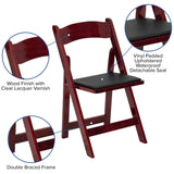 English Elm Commercial Grade 2 Pack Series Wood Folding Chair with Vinyl Padded Seat