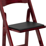 English Elm Commercial Grade 2 Pack Series Wood Folding Chair with Vinyl Padded Seat