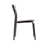 English Elm Commercial Grade 2 Pack Commercial Grade Solid Wood Dining Chairs with Black Metal Frames and Finish