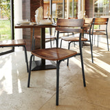 Commercial Grade 2 Pack Commercial Grade Solid Wood Dining Chairs with Black Metal Frames and Finish