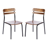 English Elm Commercial Grade 2 Pack Commercial Grade Solid Wood Dining Chairs with Black Metal Frames and Finish