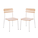 English Elm Commercial Grade 2 Pack Commercial Grade Solid Wood Dining Chairs with Metal Frames and Finish