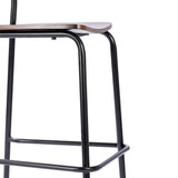 English Elm Commercial Grade 2 Pack Commercial Grade Solid Wood Bar Stools with Black Metal Frames and Finish