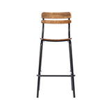 English Elm Commercial Grade 2 Pack Commercial Grade Solid Wood Bar Stools with Black Metal Frames and Finish