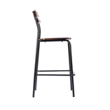 English Elm Commercial Grade 2 Pack Commercial Grade Solid Wood Bar Stools with Black Metal Frames and Finish