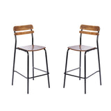 English Elm Commercial Grade 2 Pack Commercial Grade Solid Wood Bar Stools with Black Metal Frames and Finish