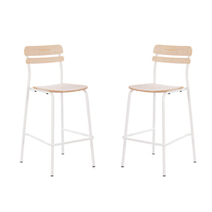 English Elm Commercial Grade 2 Pack Commercial Grade Solid Wood Bar Stools with Metal Frames and Finish
