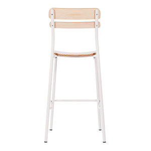 English Elm Commercial Grade 2 Pack Commercial Grade Solid Wood Bar Stools with Metal Frames and Finish