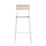 English Elm Commercial Grade 2 Pack Commercial Grade Solid Wood Bar Stools with Metal Frames and Finish