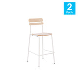 English Elm Commercial Grade 2 Pack Commercial Grade Solid Wood Bar Stools with Metal Frames and Finish