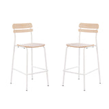 English Elm Commercial Grade 2 Pack Commercial Grade Solid Wood Bar Stools with Metal Frames and Finish