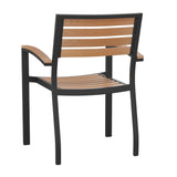 English Elm Commercial Grade Outdoor Stackable Faux Side Chair - Commercial Grade Black Aluminum Patio Chair with Synthetic Slats - - Set of 2