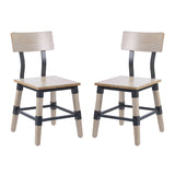 English Elm Commercial Grade 2 Pack Commercial Grade Rustic Industrial Wood Dining Chair