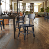 English Elm Commercial Grade 2 Pack Commercial Grade Rustic Industrial Wood Dining Chair