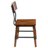 English Elm Commercial Grade 2 Pack Rustic Antique Industrial Wood Dining Chair