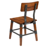 English Elm Commercial Grade 2 Pack Rustic Antique Industrial Wood Dining Chair