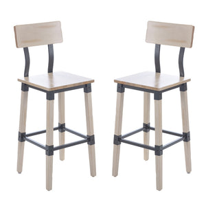 English Elm Commercial Grade 2 Pack Commercial Grade Rustic Industrial Wood Dining Barstool