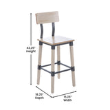 English Elm Commercial Grade 2 Pack Commercial Grade Rustic Industrial Wood Dining Barstool