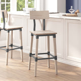 English Elm Commercial Grade 2 Pack Commercial Grade Rustic Industrial Wood Dining Barstool