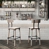 English Elm Commercial Grade 2 Pack Commercial Grade Rustic Industrial Wood Dining Barstool