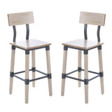 English Elm Commercial Grade 2 Pack Commercial Grade Rustic Industrial Wood Dining Barstool