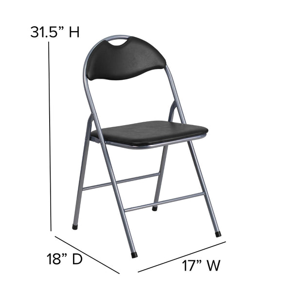 English Elm Commercial Grade 2 Pack Series Vinyl Metal Folding Chair with Carrying Handle
