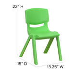 English Elm Commercial Grade 2 Pack Plastic Stackable School Chair with 12" Seat Height