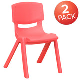 English Elm Commercial Grade 2 Pack Plastic Stackable School Chair with 12" Seat Height