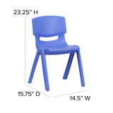 English Elm Commercial Grade 2 Pack Plastic Stackable School Chair with 13.25" Seat Height