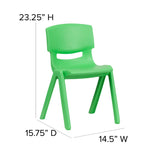 English Elm Commercial Grade 2 Pack Plastic Stackable School Chair with 13.25" Seat Height