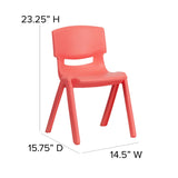 English Elm Commercial Grade 2 Pack Plastic Stackable School Chair with 13.25" Seat Height