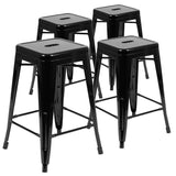 English Elm Commercial Grade Cierra 24" High Metal Counter-Height, Indoor Bar Stool in - Stackable Set of 4