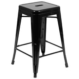 English Elm Commercial Grade Cierra 24" High Metal Counter-Height, Indoor Bar Stool in - Stackable Set of 4