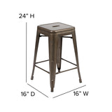 English Elm Commercial Grade Cierra 24" High Metal Counter-Height, Indoor Bar Stool in - Stackable Set of 4