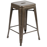 English Elm Commercial Grade Cierra 24" High Metal Counter-Height, Indoor Bar Stool in - Stackable Set of 4