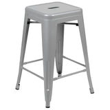 English Elm Commercial Grade Cierra 24" High Metal Counter-Height, Indoor Bar Stool in - Stackable Set of 4