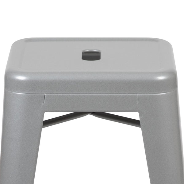 English Elm Commercial Grade Cierra 24" High Metal Counter-Height, Indoor Bar Stool in - Stackable Set of 4